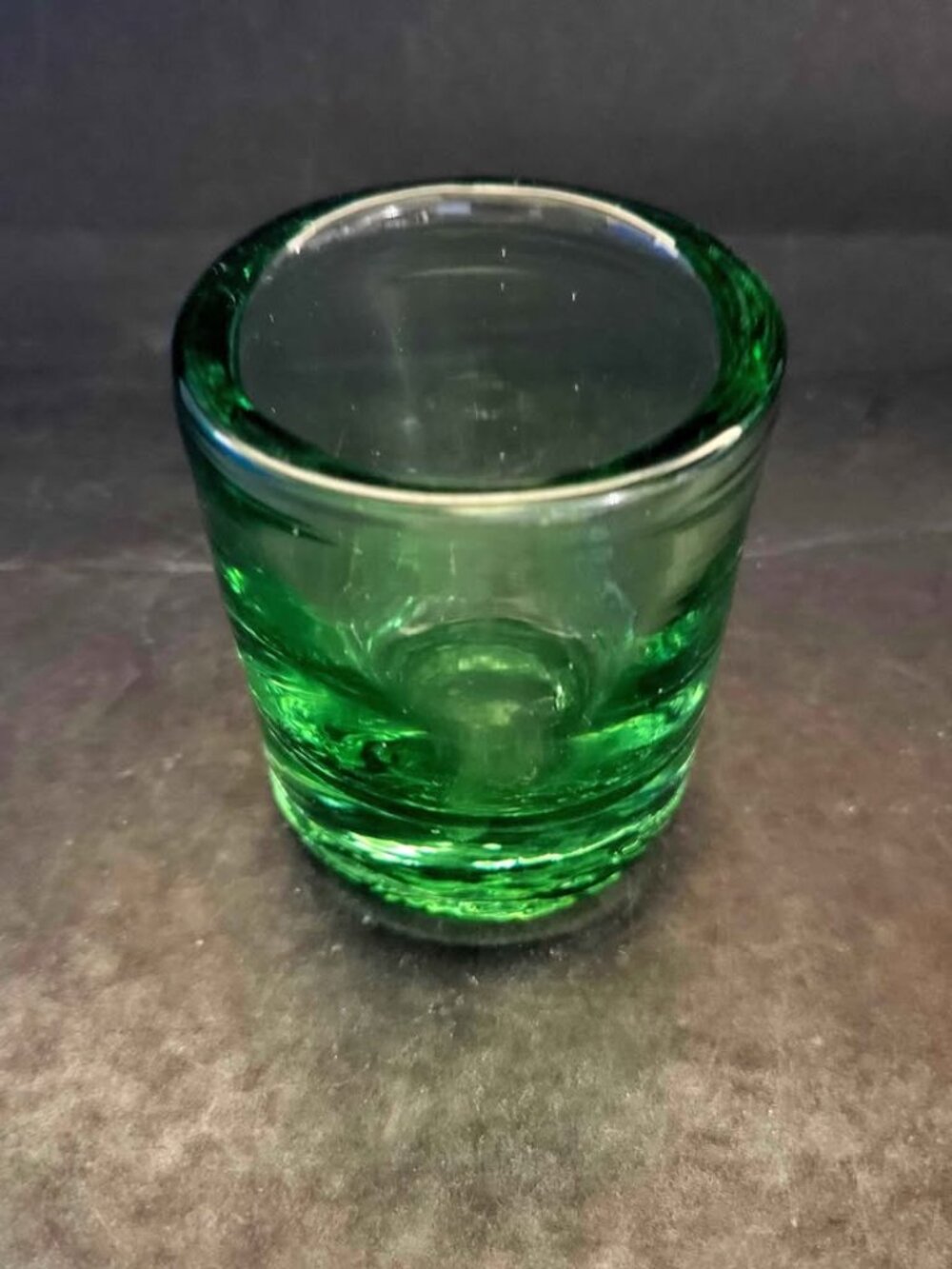 Vintage Green Shot Glass Or Votive Candle Holder